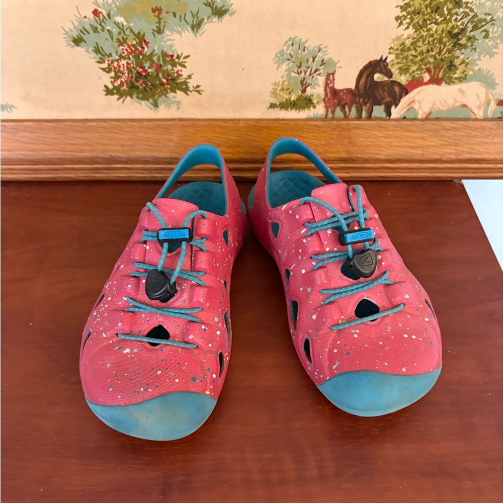 KEEN Rio Sandals Size US 13 Little Girls Pink & Teal Blue Excellent Condition